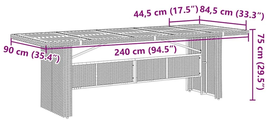 11 pcs conjunto de bistrô p/ jardim c/ almofadões vime PE preto