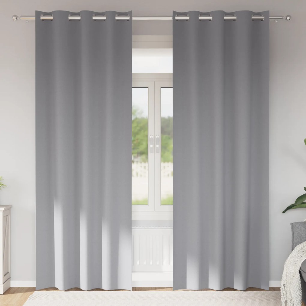 vidaXL Cortinas 2 pcs Cinzento-claro 245 x 140 cm Poliéster