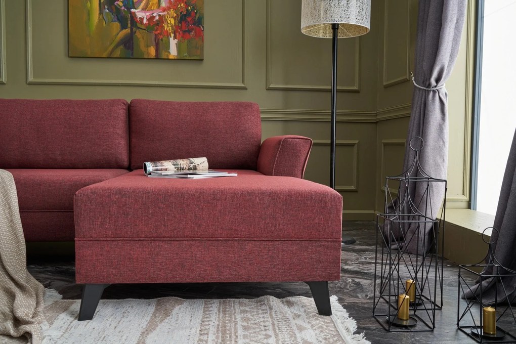 Sofá-Cama de Canto Eris – Vermelho Claret – 300x78x202 cm