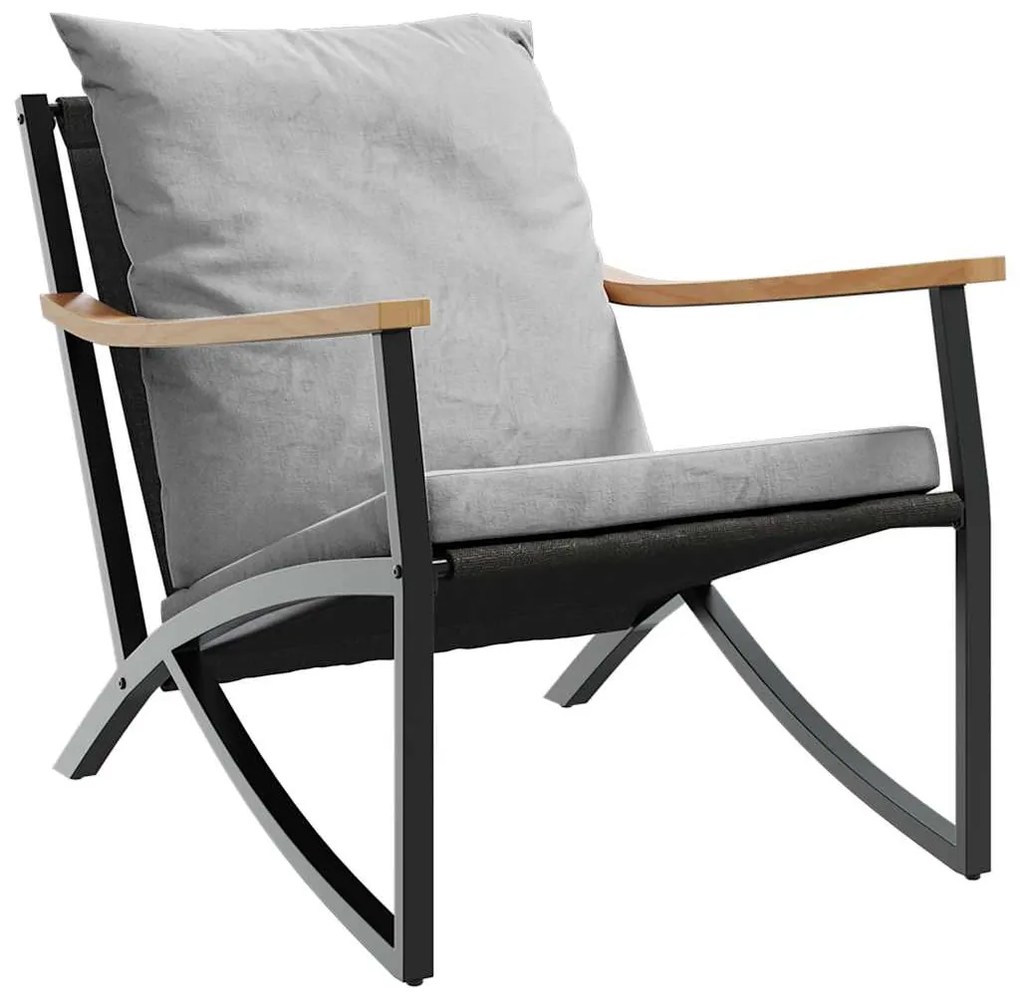 3 pcs conjunto mobiliário de varanda com almofadões aço preto