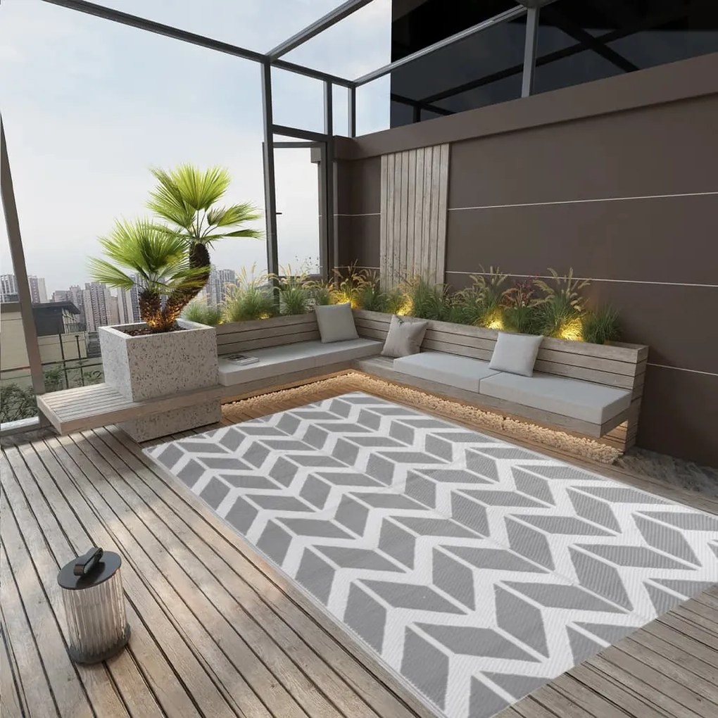 vidaXL Tapete de exterior 190x290 cm ARAKIL PP cinzento