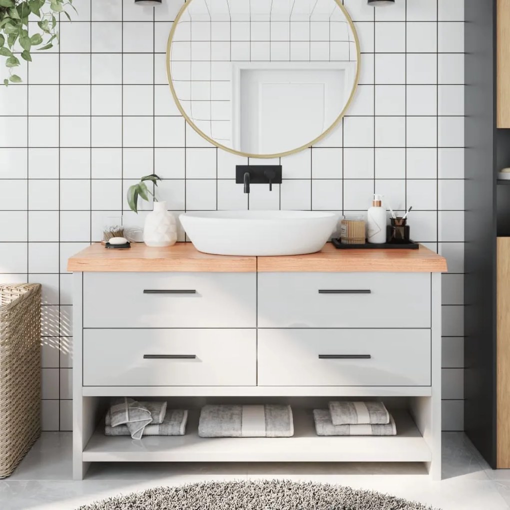 vidaXL Bancada p/ WC 140x50x(2-6) cm madeira maciça tratada castanho