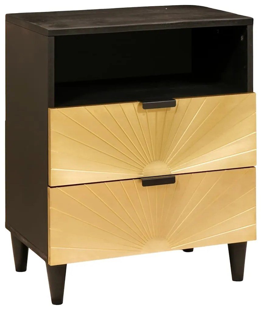 vidaXL Mesa-de-cabeceira com gaveta Preto e Ouro 50 x 33 x 60 cm
