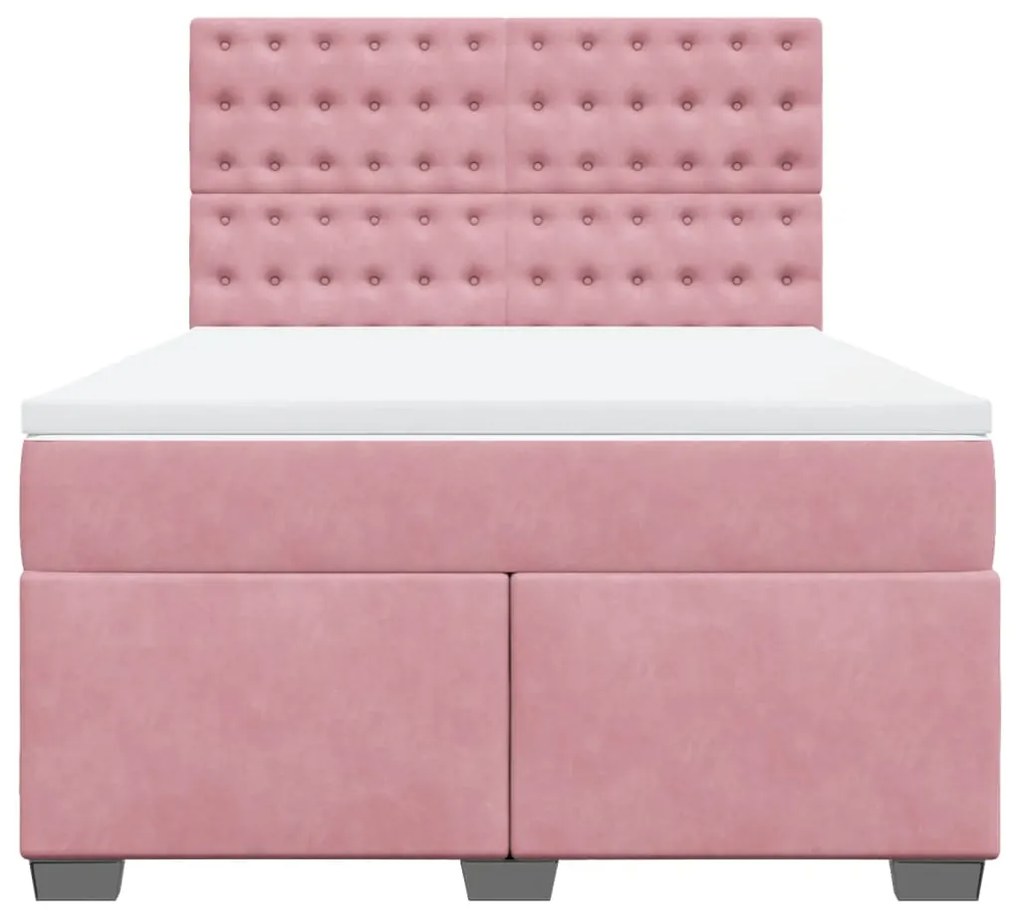 Cama com molas/colchão 140x190 cm veludo rosa