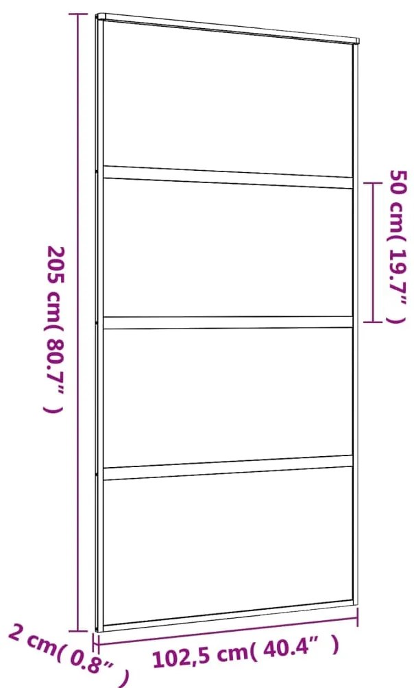 Porta deslizante 102,5x205 cm vidro ESG fosco/alumínio dourado