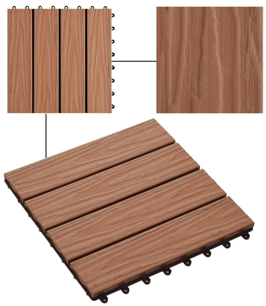 Ladrilho pavimento relevo profundo 11 pcs WPC 1m² cast. claro