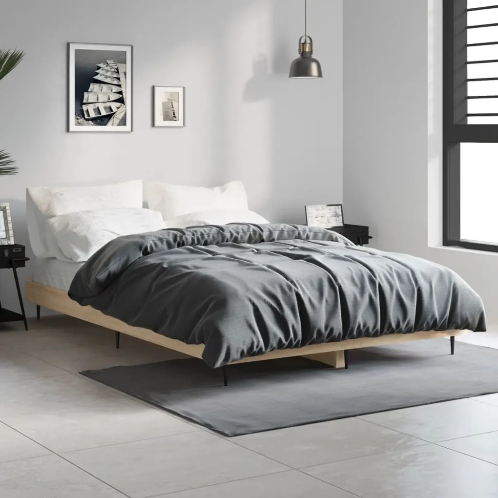 vidaXL Estrutura cama s/ colchão derivados de madeira carvalho sonoma