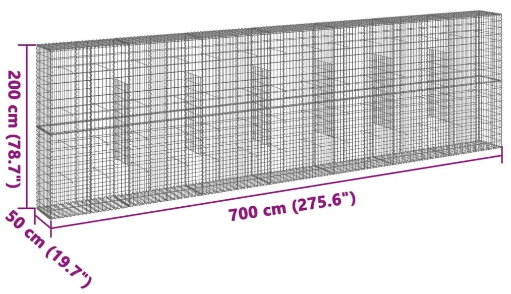 Cesto gabião com cobertura 700x50x200 cm ferro galvanizado