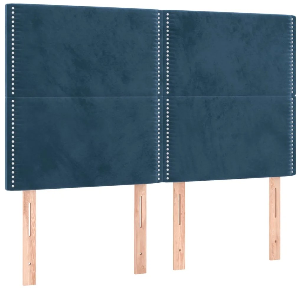 Estrutura de cama sem colchão 140x200 cm veludo azul-escuro