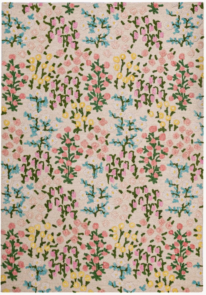 Tapete de lã tufado à mão com relevo Emilia Floral