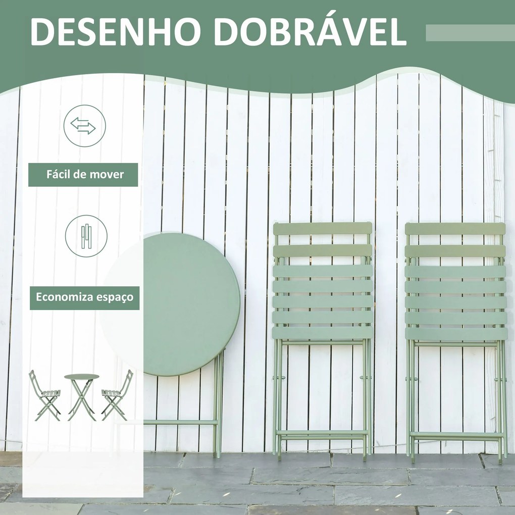 Conjunto de Móveis de Jardim Dobráveis Conjunto de 1 Mesa Redonda e 2