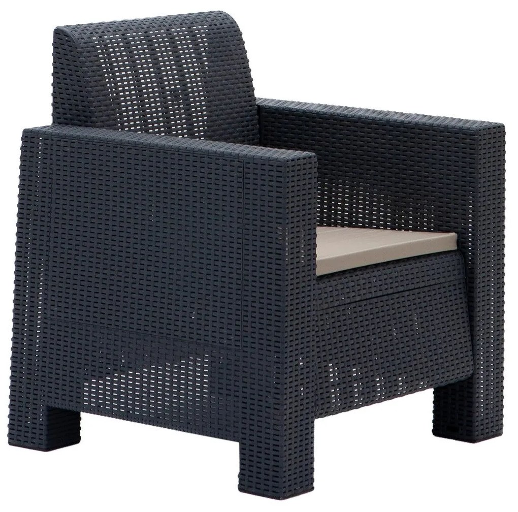 Conjunto Lounge de Jardim “Aksu” — Sofá, Poltronas e Mesa de Centro —