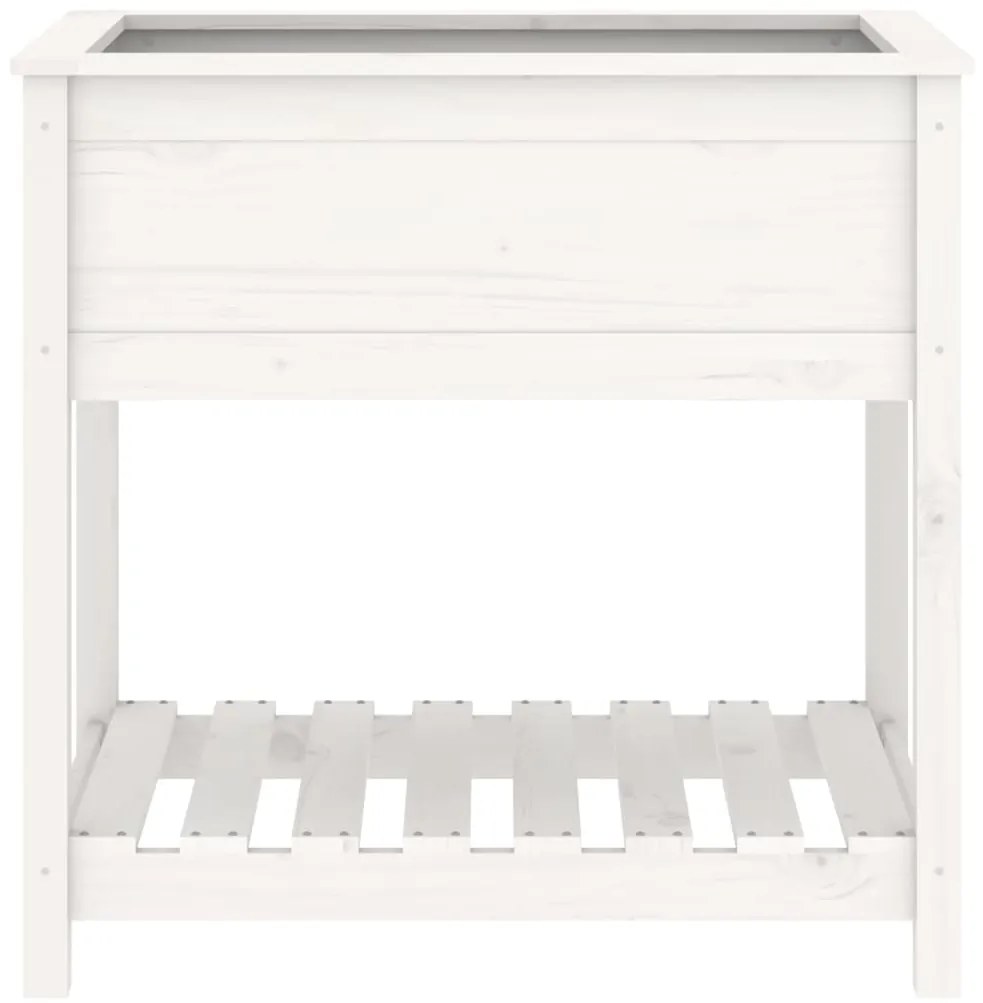 Vaso/floreira com prateleira 82,5x54x81 cm pinho maciço branco