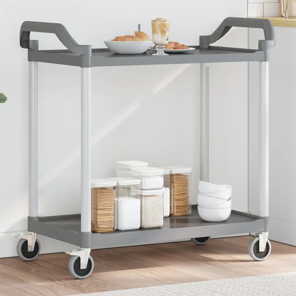 vidaXL Carrinho c/ 2 prateleiras 99x50x97 cm alumínio cinzento