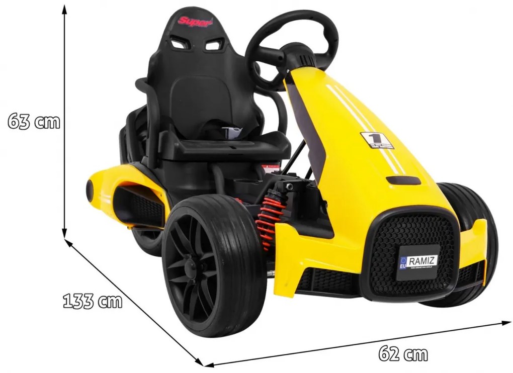 Kart elétrico para Crianças 3 Rodas 12V XR-1 Rodas Espuma EVA Amarelo