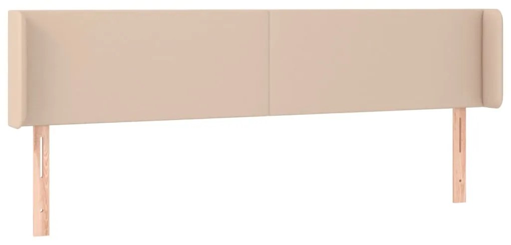 Cabeceira cama LED couro artificial 203x16x78/88 cm cappuccino