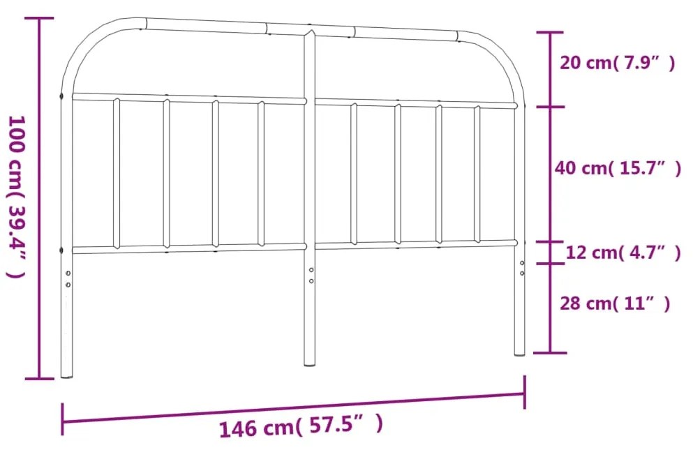 Cabeceira de cama 140 cm metal preto