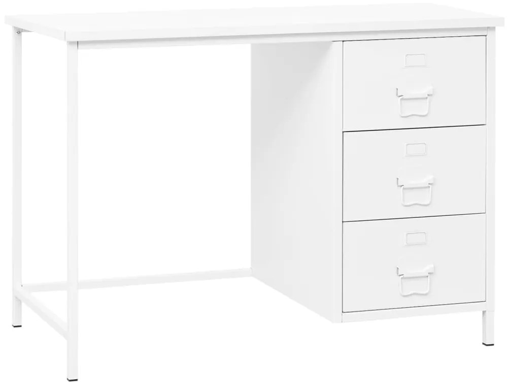 339635 vidaXL Secretária industrial c/ gavetas 105x52x75 cm aço branco