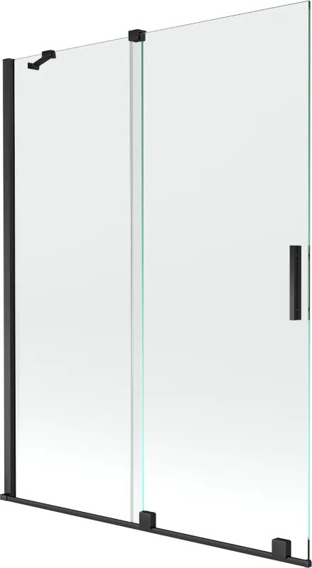 Mexen Velar divisória de banho deslizante de 2 painéis 130 x 150 cm, transparente, preto - 896-130-000-01-70