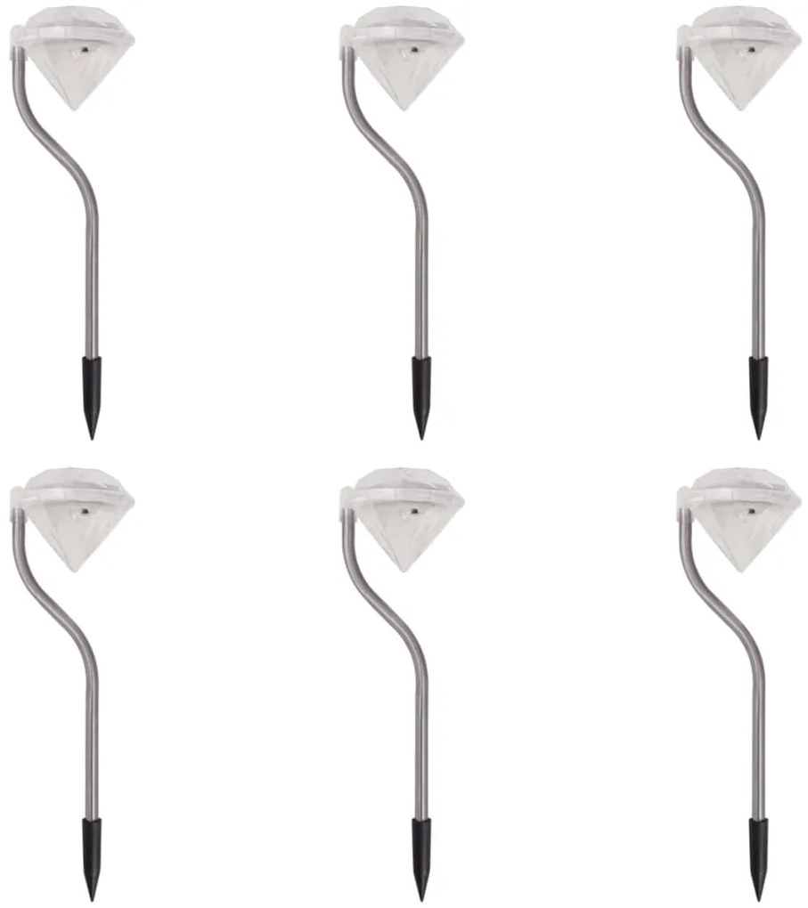 vidaXL Iluminação de jardim luz LED solar, 6 pcs, 9x7,8x29,5 cm