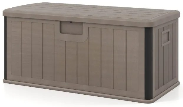 Caixa Grande para exterior 378L Armazenamento almofadas em Resina Interior Exterior com Tampa e Fecho castanha