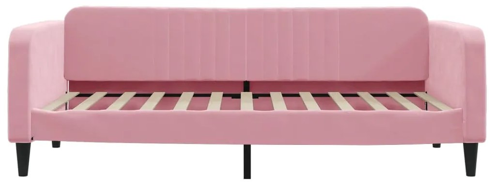 Sofá-cama com gavetão e gavetas 100x200 cm veludo rosa