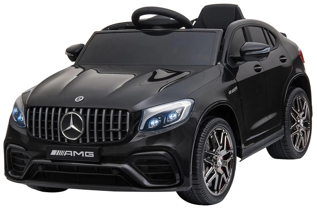 HOMCOM Carro Elétrico Mercedes AMG 12V para Crianças de 3-5 Anos com Controle Remoto Música Luzes Abertura da Porta 115x70x55cm Preto