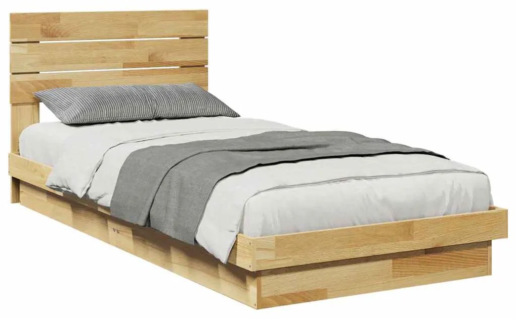 Estrutura cama cabeceira sem colchão 100x200 cm maciça carvalho