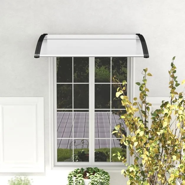 Toldo para janelas ou portas 122 x 99 cm Proteção solar Chuva Neve Vento Policarbonato, alumínio Preto