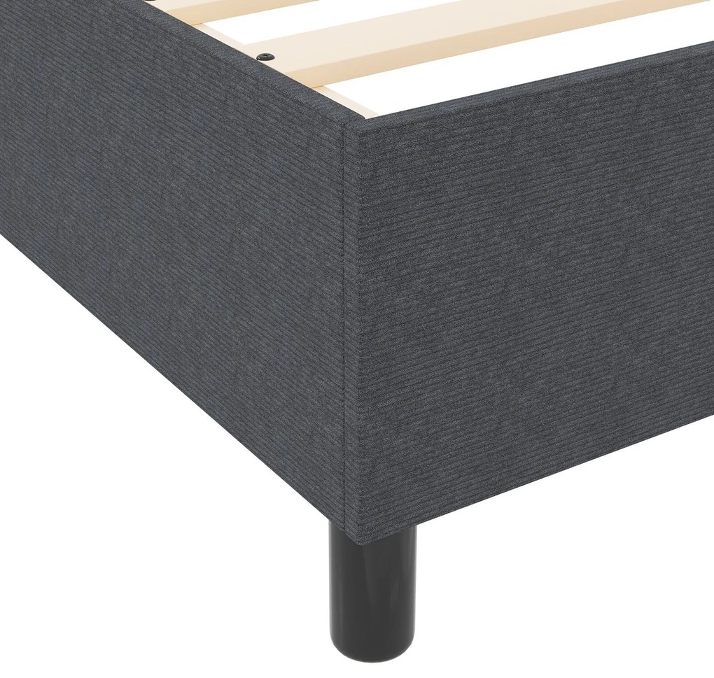 Cama Box Spring com Colchão Cinza Escuro Individual Tecido de Veludo C