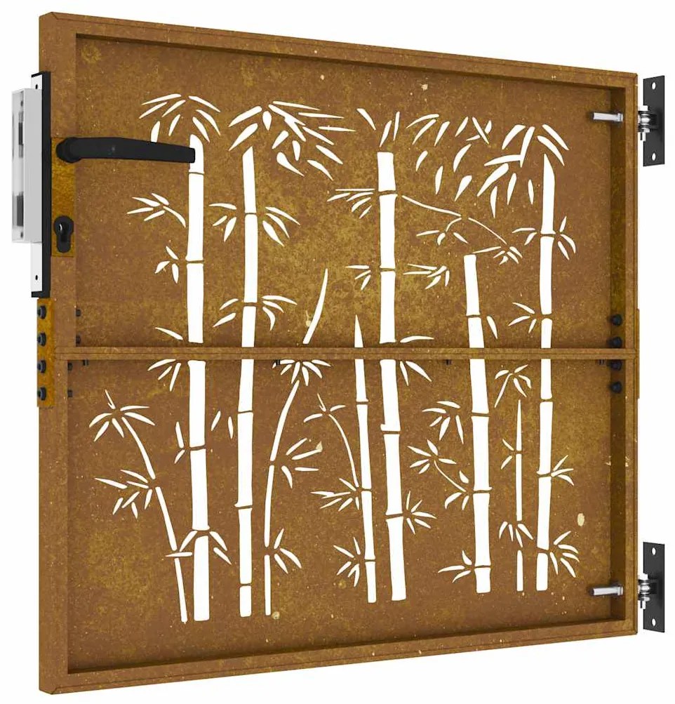 Portão de jardim 85x75 cm aço corten design bambu