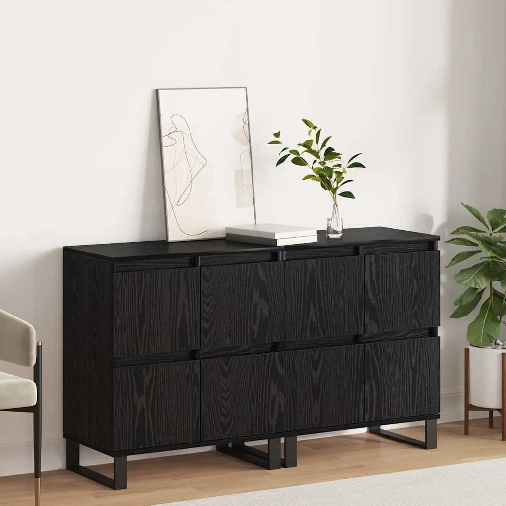 vidaXL Buffet 2 pcs Carvalho Preto 60 x 35 x 70 cm