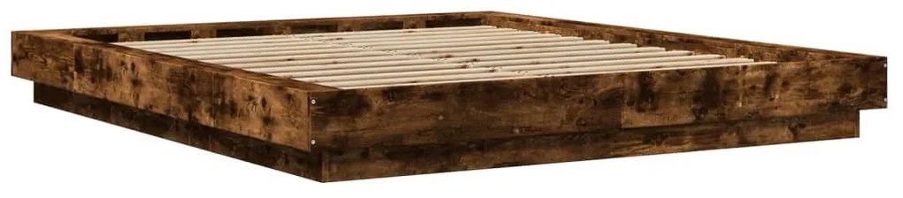Estrutura cama c/ luzes LED derivados madeira carvalho fumado