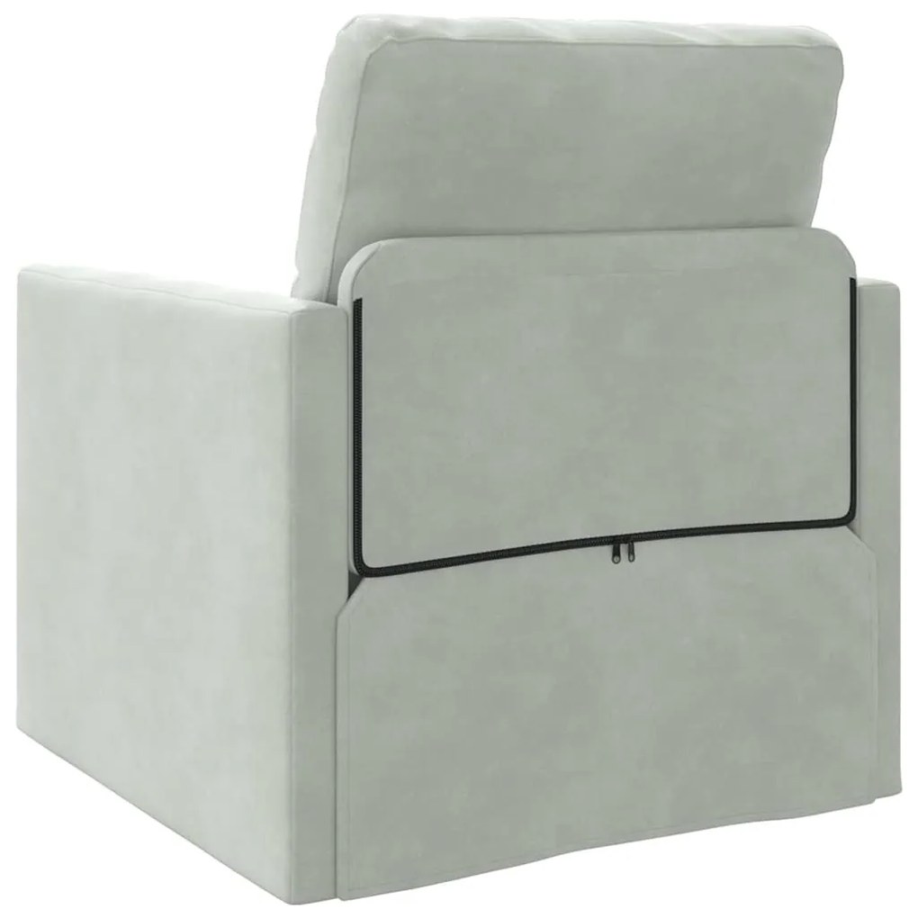 Sofá de Andar vidaXL Individual Conversível Veludo 74x77x81 cm Cinza C