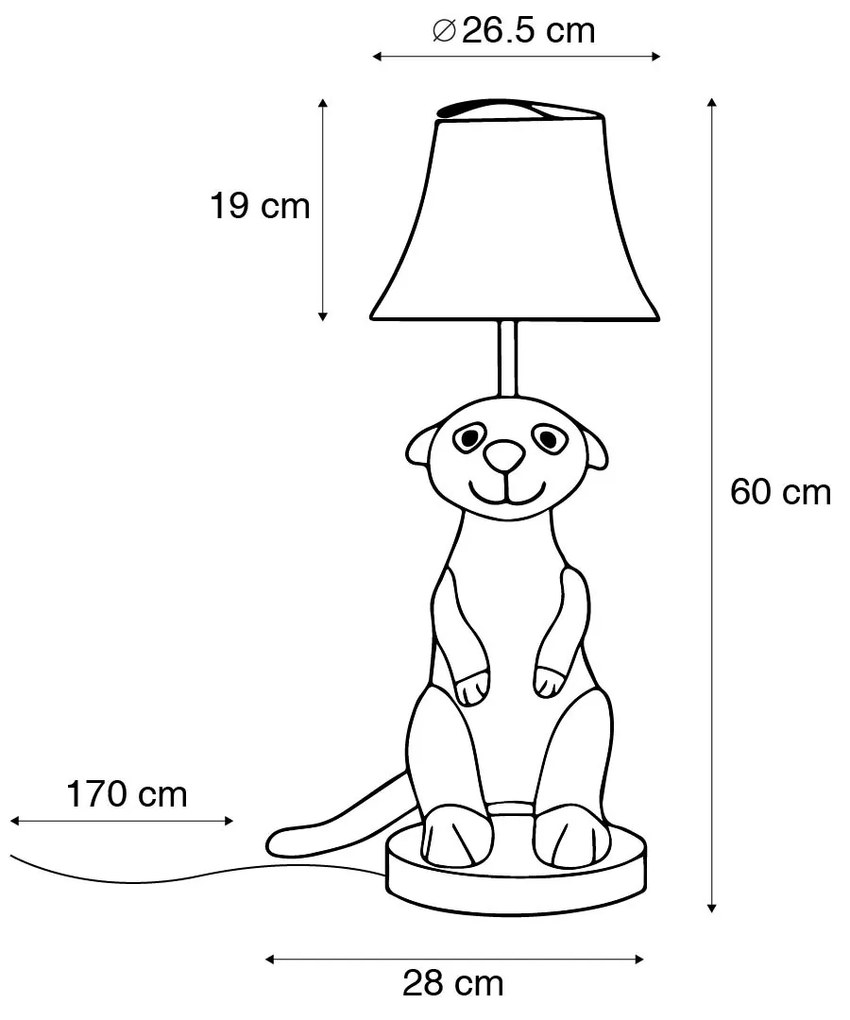 LED Candeeiro de mesa infantil suricato bege - Eddie Para crianças