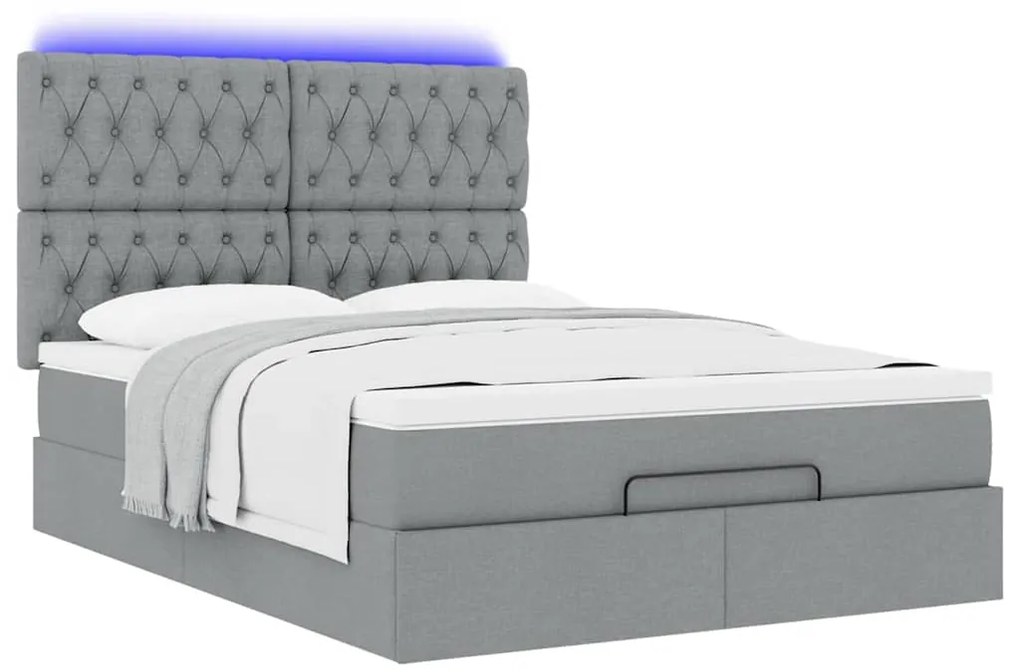 Estrutura de cama otomana com colchão 140x190 cm cinzento claro