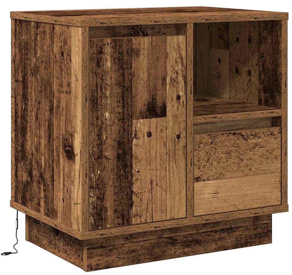 Cômodas de Cabeceira com LED 2 pcs Madeira Velha 50x34,5x50 cm
