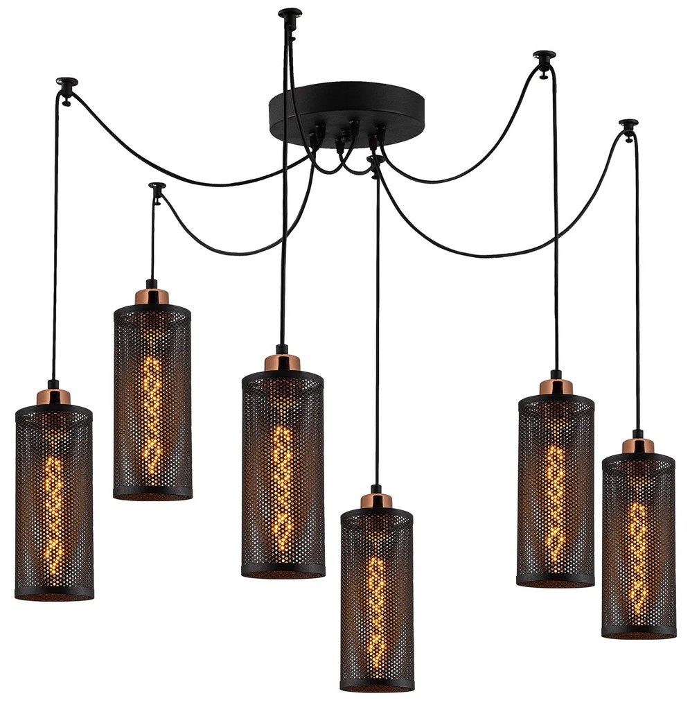 Candeeiro de Teto Amasra – Preto e Bronze – 130 x 10 cm
