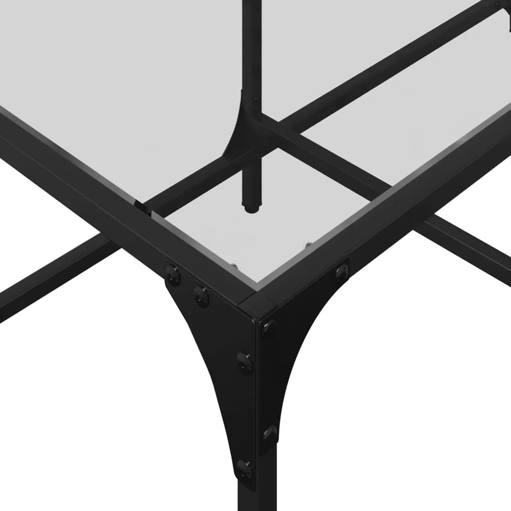 Mesa de centro c/ topo em vidro transparente 98,5x50x40 cm aço
