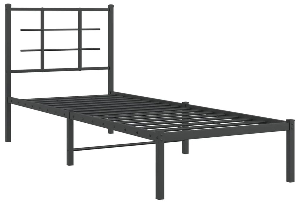 Estrutura de cama metal s/ colchão c/ cabeceira 75x190 cm preto