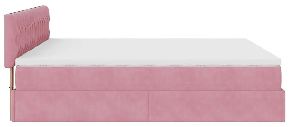 Estrutura de cama otomana com colchões 180x200 cm veludo rosa