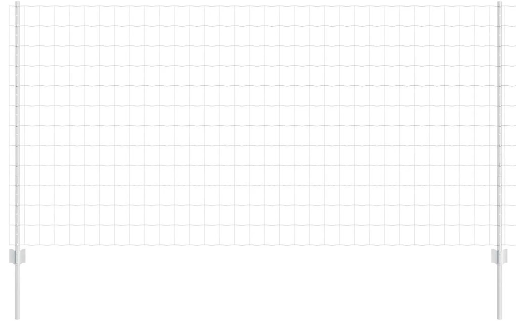 vidaXL Cerca e Poste Prateado 1,2 x 10 m Aço