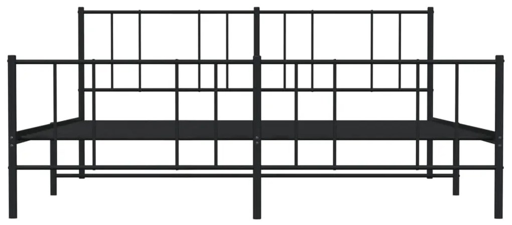 Estrutura de cama com cabeceira e pés 200x200 cm metal preto
