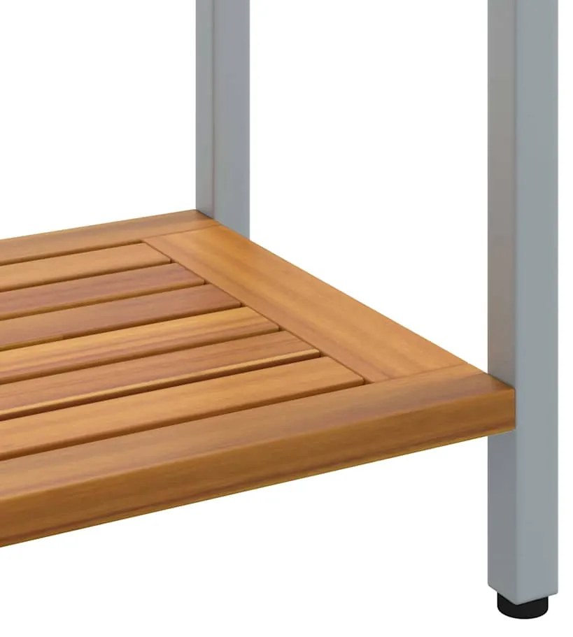 Mesa de Exterior Natural e Cinza 35x80x75 cm em Madeira Sólida e Aço
