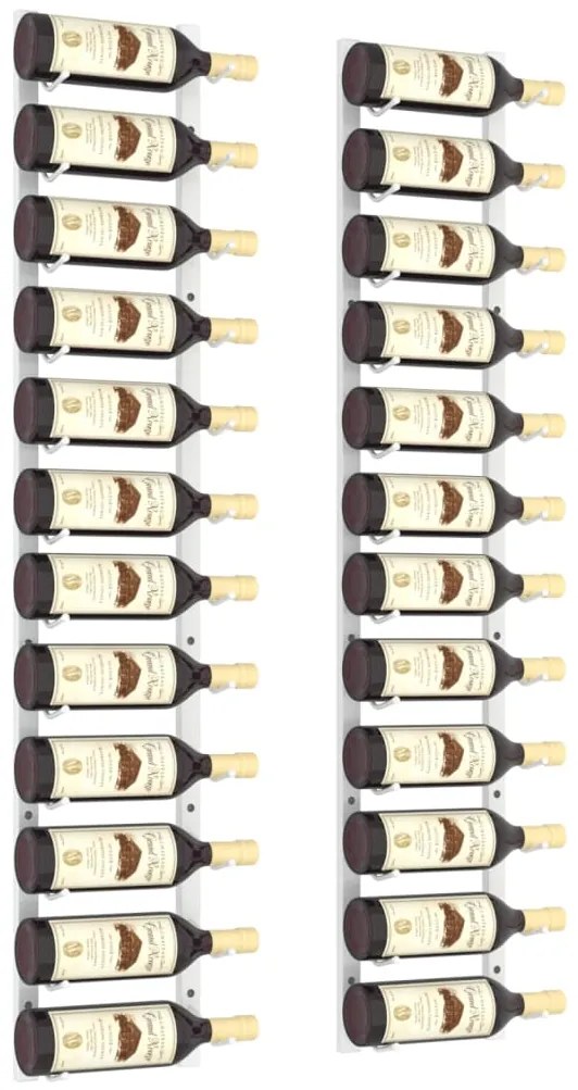 Garrafeira de parede para 12 garrafas 2 pcs ferro branco