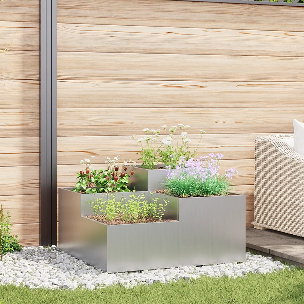 Jardineira vidaXL 100x100x48 cm em Aço Galvanizado