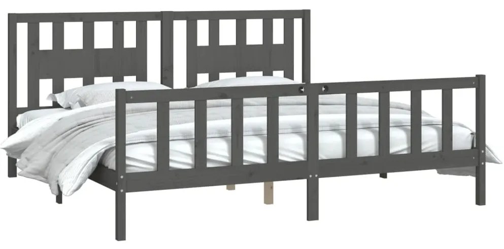 Estrutura de cama com cabeceira 200x200 cm pinho maciço cinza