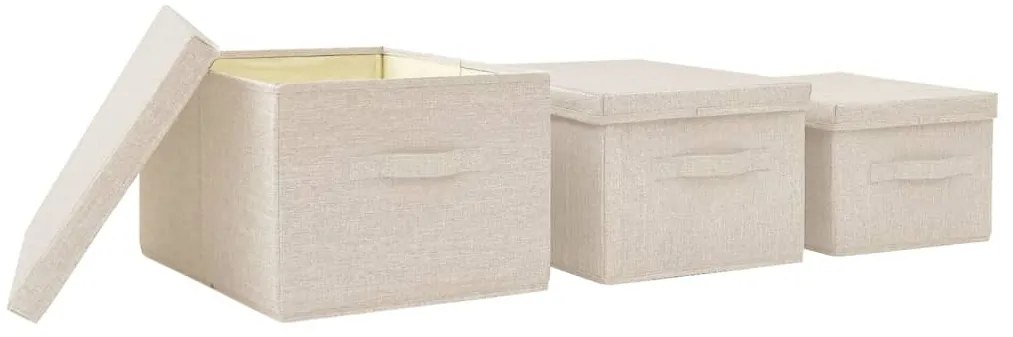 Conjunto caixas de arrumação empilháveis 3 pcs tecido cor creme