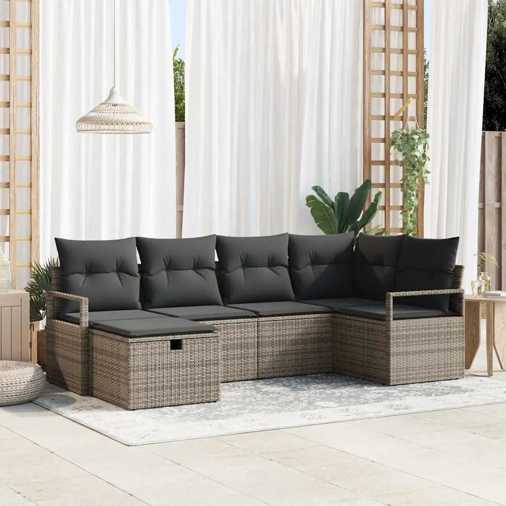vidaXL Conjunto de Sofá de Jardim 6 pcs Cinzeto 232 x 122 x 85 cm