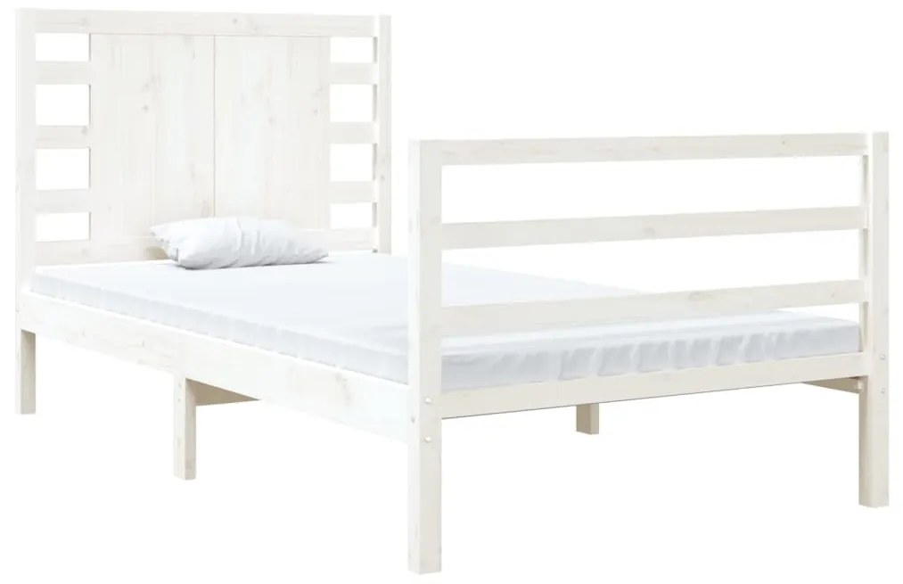 Estrutura cama solteiro 90x190 cm pinho maciço branco